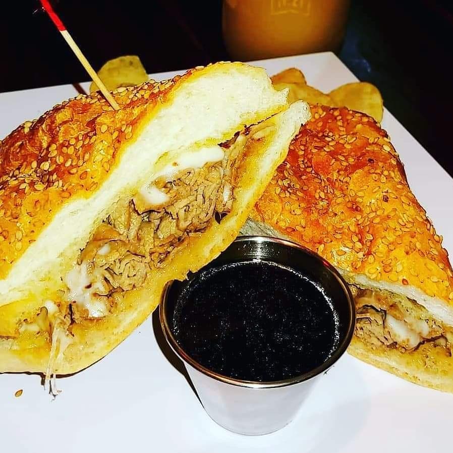 French Dip on a white plate.